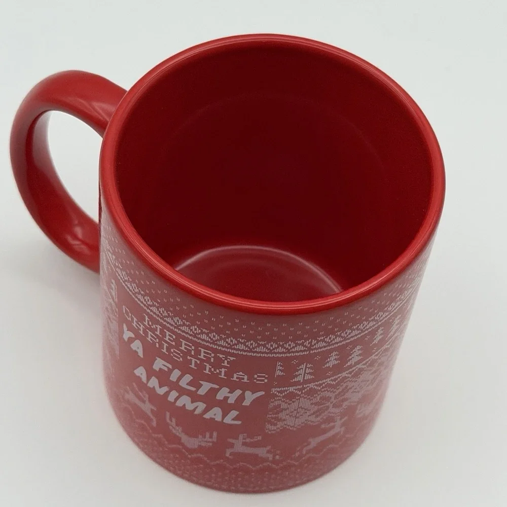 Typo Merry Christmas Ya Filthy‎ Animal Red Stoneware Mug Holiday Coffee Cup 12oz